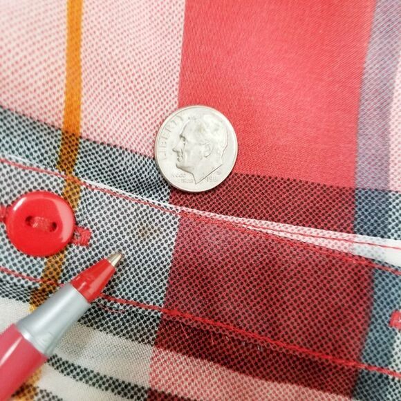 Tartan Plaid Sheer High Low Western Inspired Button Up Shirt - Picture 7 of 7